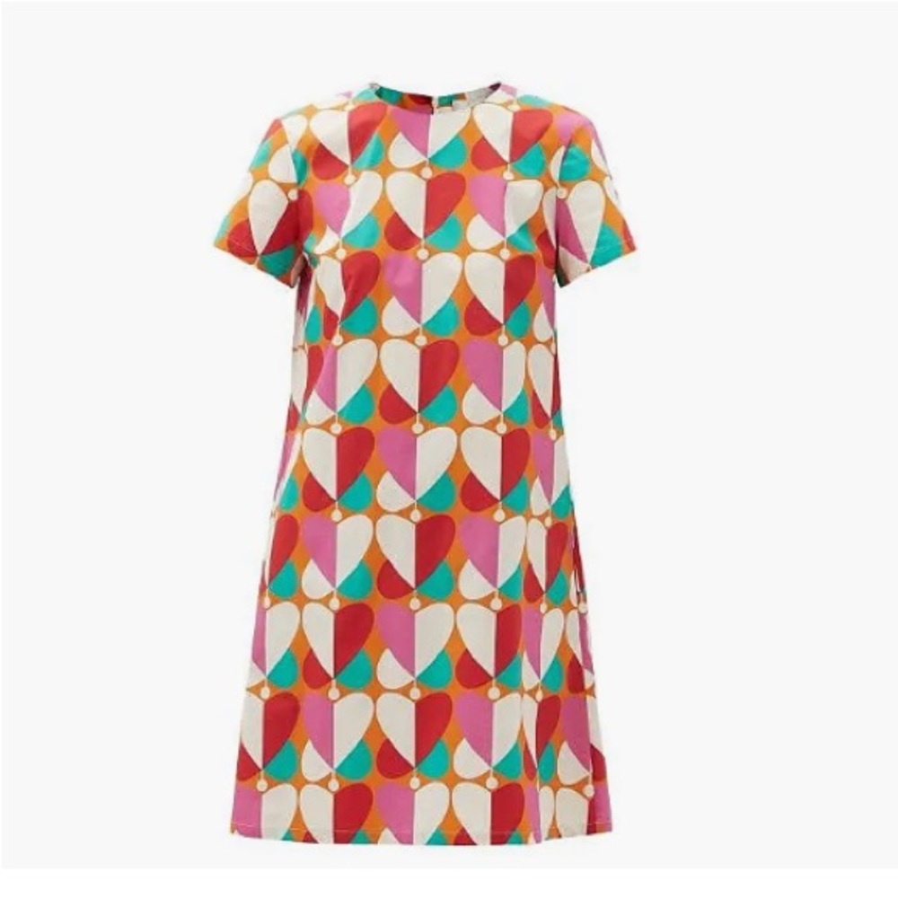 La Double J Mini Swing Farfalle-print Cotton-poplin Dress Sz M